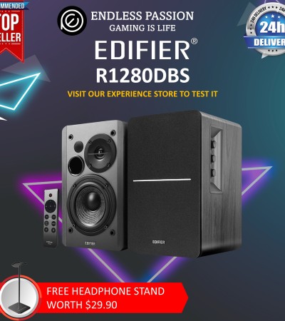 Edifier R1280DBS Active Bluetooth Bookshelf Speakers - Optical Input - 2.0 Wireless Studio Monitor Speaker - 42W RMS with Subwoofer Line Out