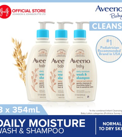 [Bundle of 3] Aveeno Baby Body Wash and Shampoo Daily Moisturizing 354ml