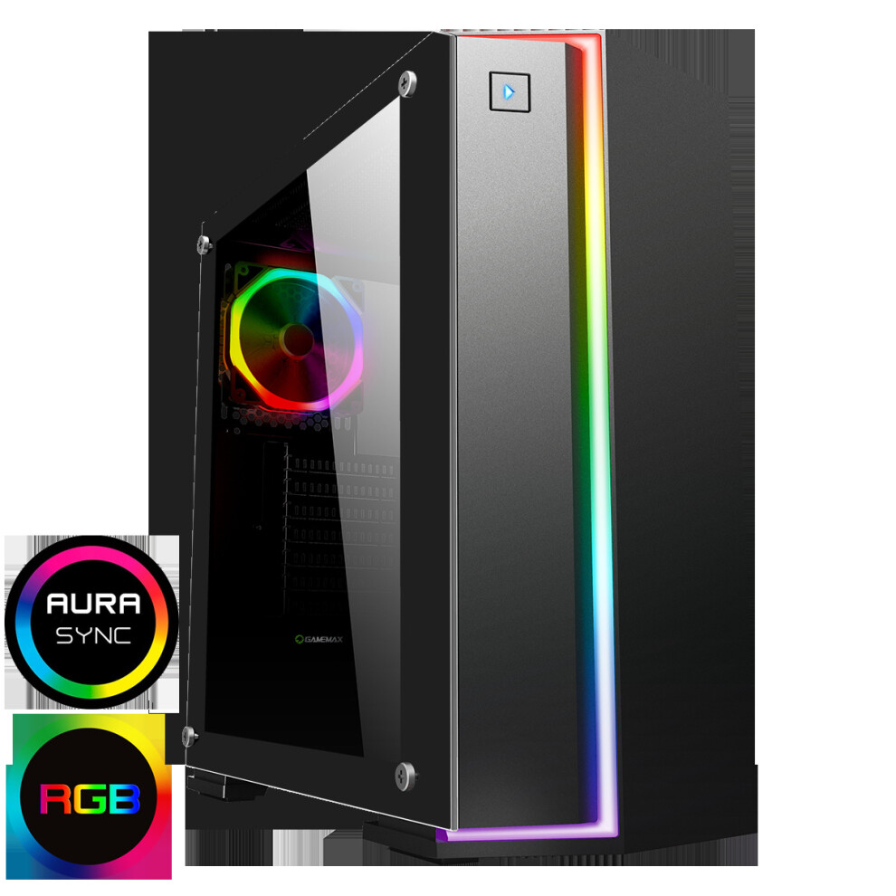 Refurbished FAST GAMING DESKTOP PC INTEL i3 8GB 1TB GT1030 WINDOWS 10 Black Blue 