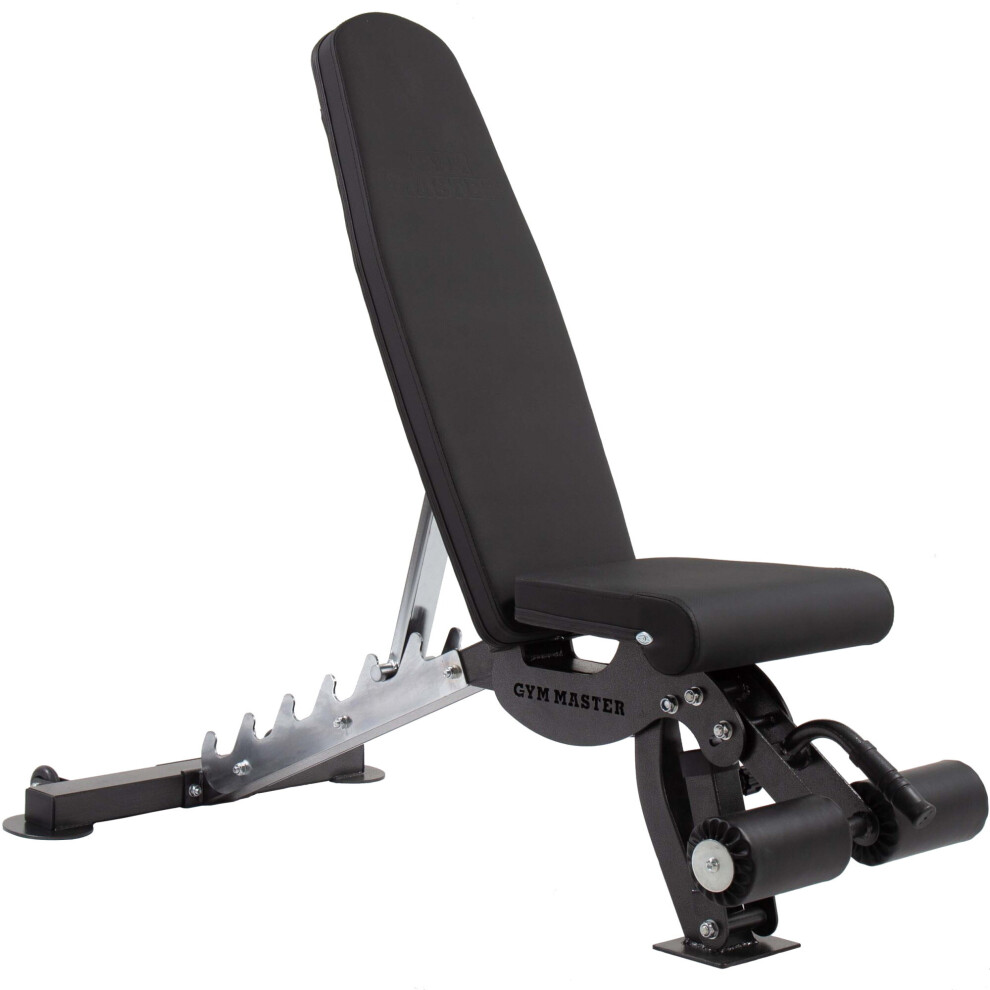 GYM MASTER GM3 Fully Adjustable Flat | Incline | Decline FID Weight Bench - Gunmetal with Nonslip Cushions 